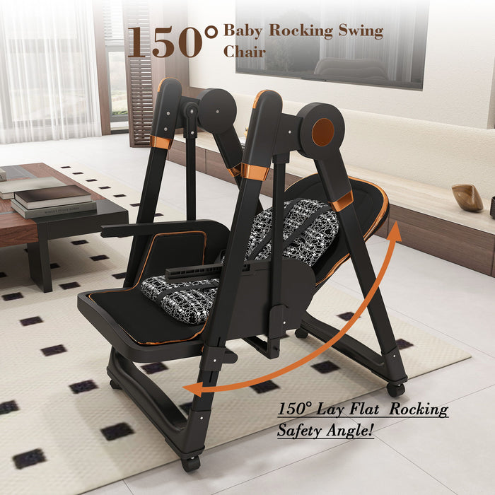 Convertible Baby High Chair To Rocker With 5 Point Harness