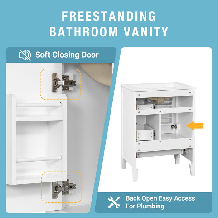 Modern Bathroom Vanity With Sink, Freestanding Cabinet With Drawers And Shelves