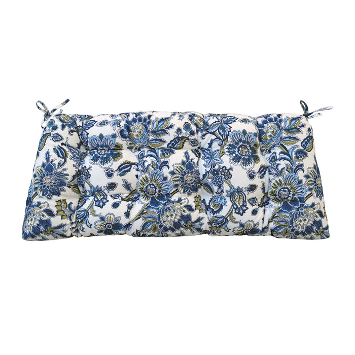 Outdoor Bench Cushions With Secure Tie Down Straps - Blue / Multi