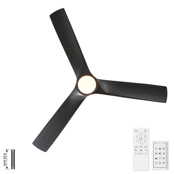 Reversible Quiet Motor Ceiling Fan Light With ABS Blades - Black / Gray