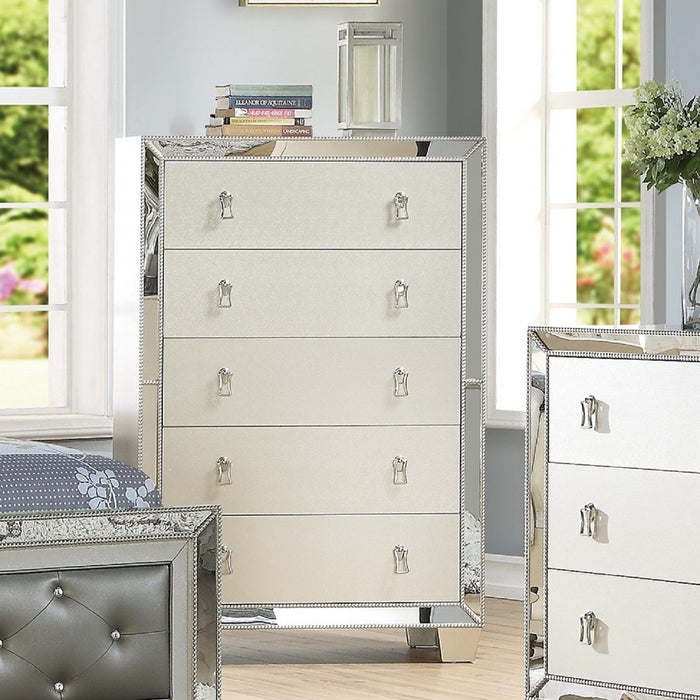 5 Drawer Chest Bedroom Furniture - Silver