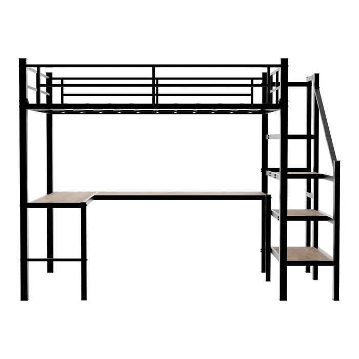 Loft Bed With L-Shaped Desk, Large Storage Space