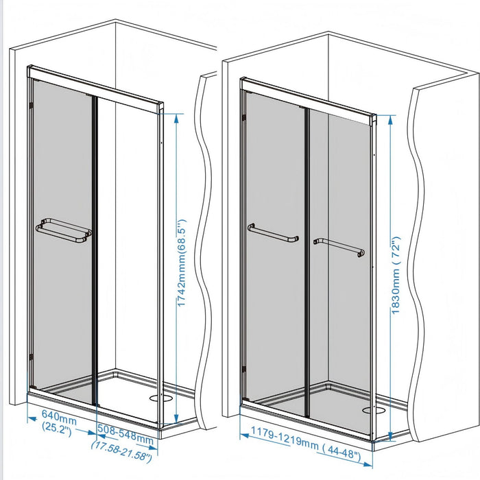Double Sliding Shower Door With Explosion Proof Film