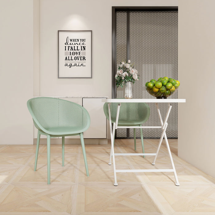 2 Piece Durable Single Chair With Mesh Hollow Out Design