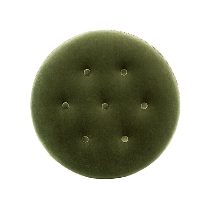 Maribel - Round Accent Ottoman - Olive Green