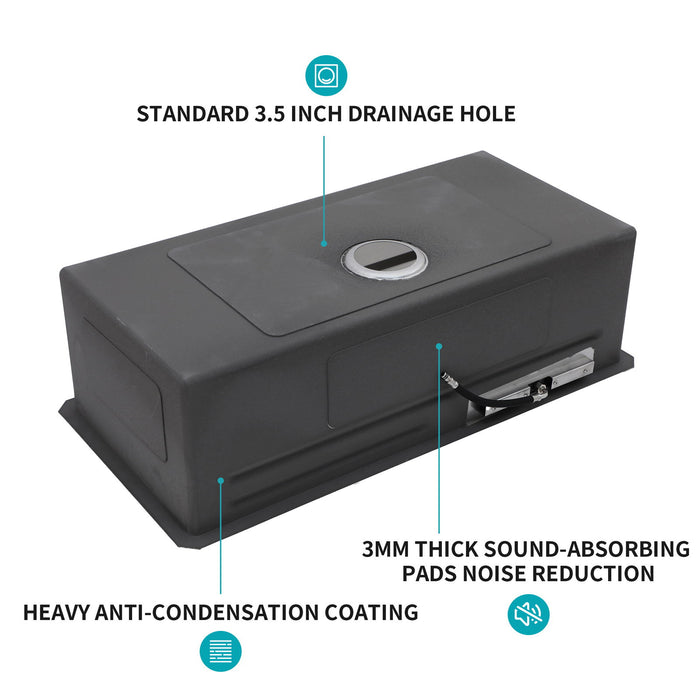 Undermount Stainless Steel Kitchen Sink With Pull Down Faucet & Ledge Workstation