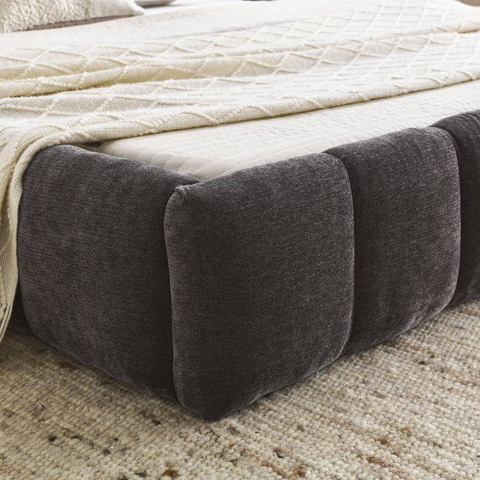 Modern Platform Bed Frame With Thick Chenille Fabric