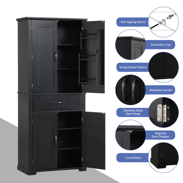 Bathroom Storage Cabinet With Doors And Drawer, Adjustable Shelf