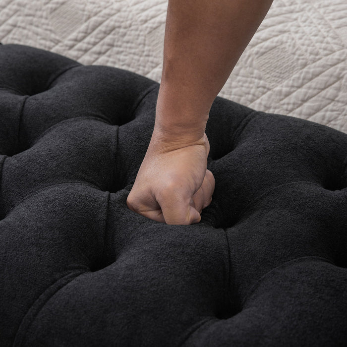 Modern Upholstered Storage Bench With Rolled Armrests]