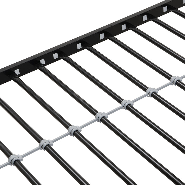 Modern Metal Bunk Bed With Side Ladders And Guardrail