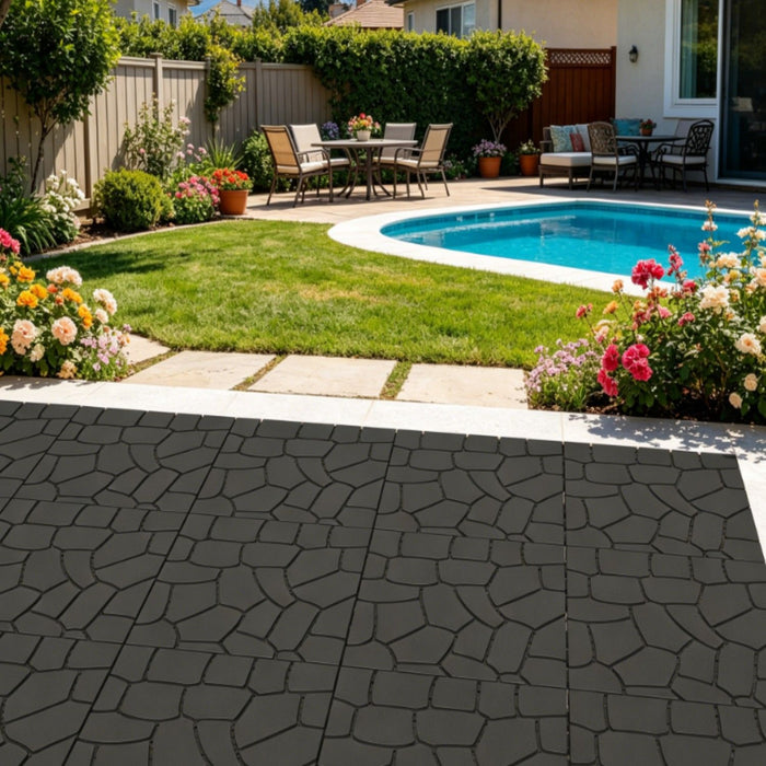 Stone Texture Patio Deck Tiles, 44 Pieces