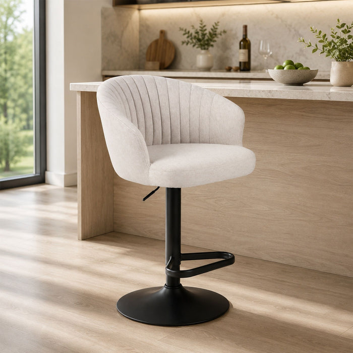 Adjustable Swivel Bar Stool With Upholstered Seat - Beige
