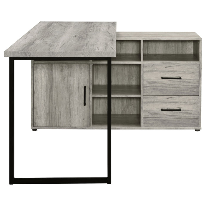 Corrado - L-Shape Office Desk With Storage - Gray