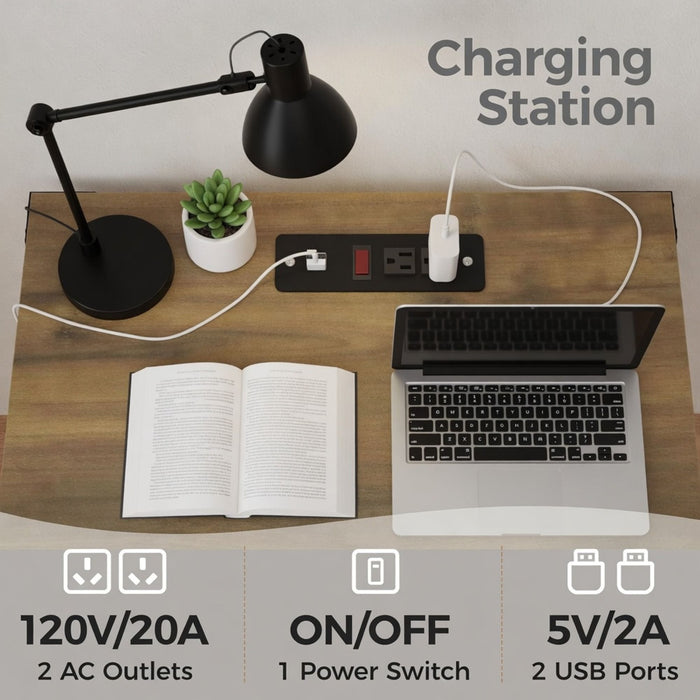 Farmhouse Nightstand With Charging Station & Storage