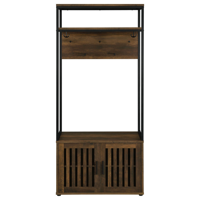 Flora - 2 Door Coat Rack Hall Tree Storage Bench And Multi Functional Storage - Natural