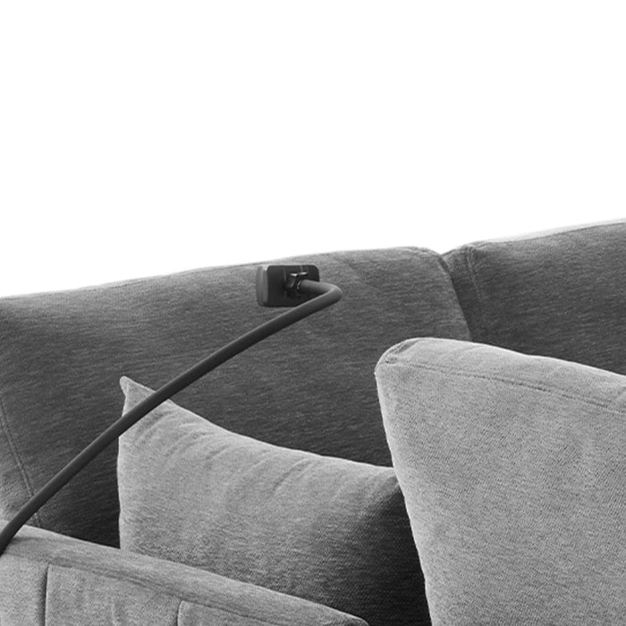 Modern Modular U-Shaped Sofa Bed With Movable Ottoman, USB Ports, Phone Holder