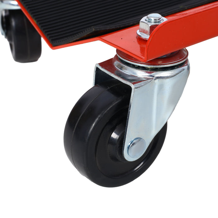 Heavy Duty Snowmobile Dolly V Slide With 2.5" Swivel Casters, Rubber Pad, 1500Lbs Capacity Steel - Red