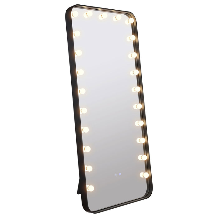 Villancourt - LED Standing Mirror With Speakers - Black