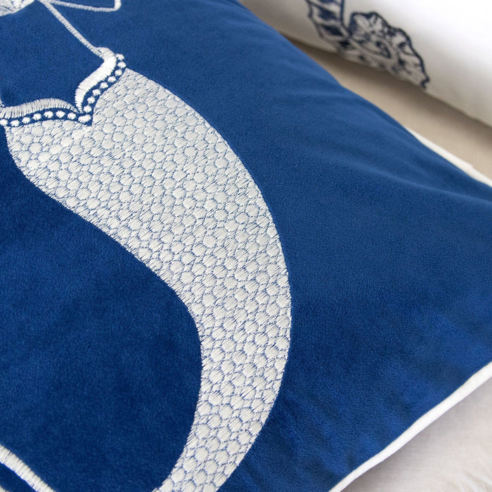 Liz Mermaid Pillow Cover With Matching Back And Hidden Zipper - Indigo