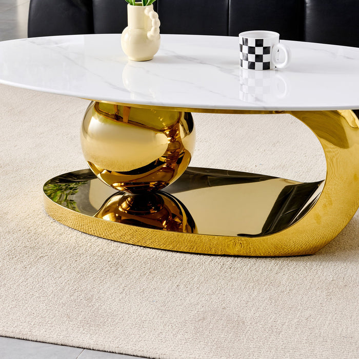 Oval Coffee Table With Geometric Precision