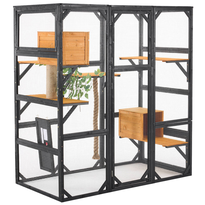 Outdoor Cat House, Diy Cat Enclosure Catio With Double Enter Doors