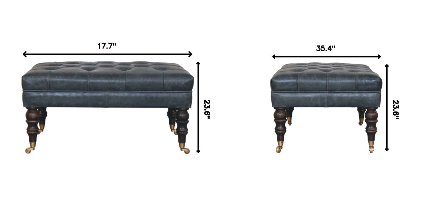 Buffalo - Leather Ottoman With Castor Legs