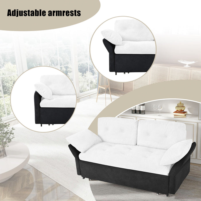 Modern Convertible Sleeper Sofa Bed With Pull-Out Queen Design, Side Storage & Thick Cushions