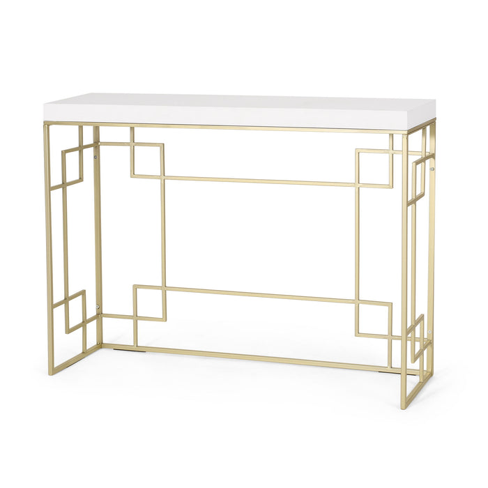 Modern Glam Console Table With Geometric Design - Gold