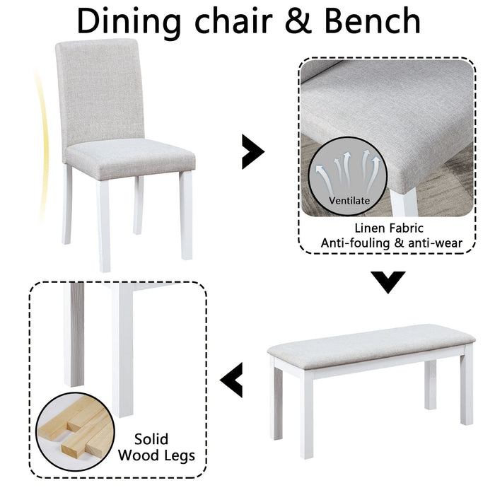 Dining Table Set With Crystal Decoration And Upholstered Chairs