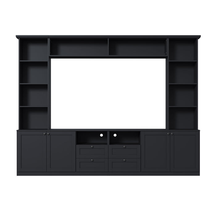 Farmhouse Elegant Entertainment Center Wall Unit With 4 Drawers
