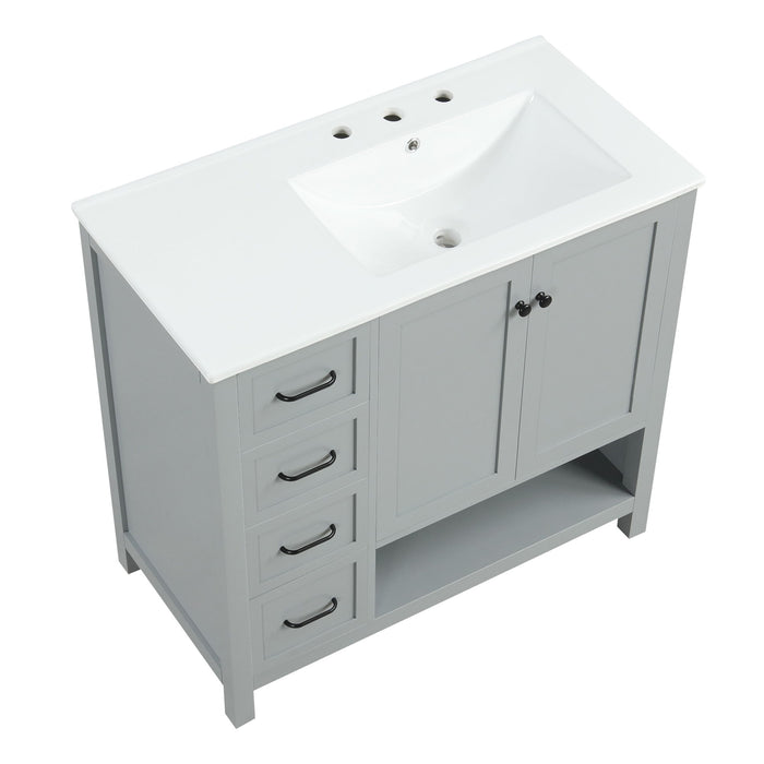 Bathroom Vanity With Sink Top, Bathroom Vanity Cabinet With 2 Doors And 2 Drawers, Open Shelf