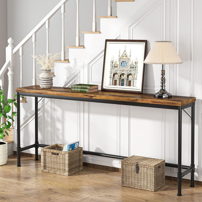 Tribesigns - Extra Long Console Table - Brown / Black