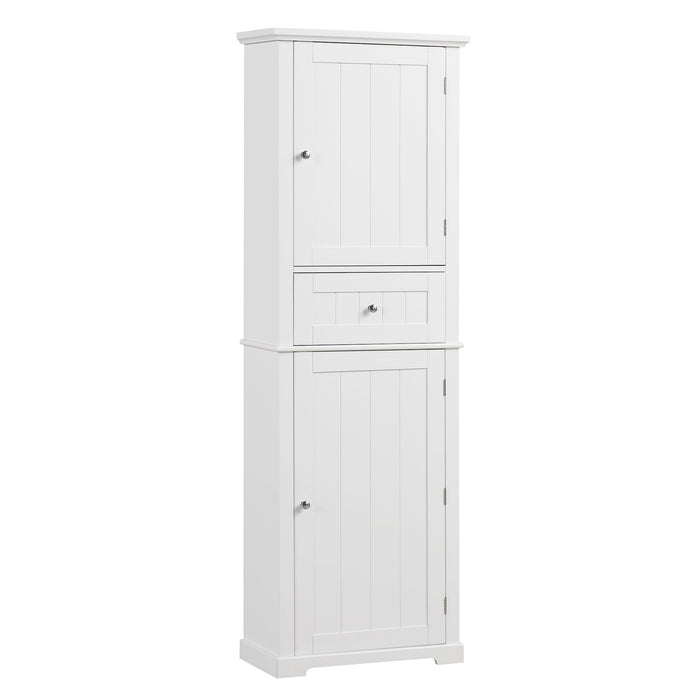 Tall Freestanding Bathroom Storage Cabinet With Drawer And Adjustable Shelf