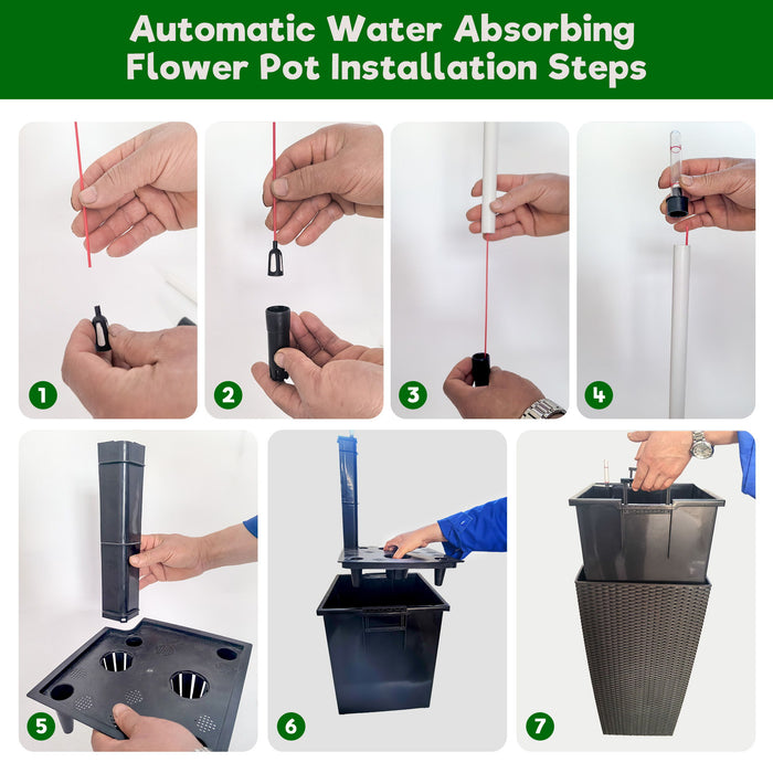 Indoor Outdoor Planter With Automatic Watering System (Set of 2)