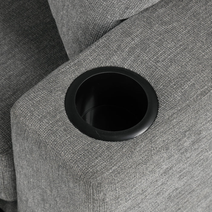 Modern 2 Seater Loveseat Sofa With Pull-Out Bed, Chenille Fabric, Built-In USB Ports & Cup Holders