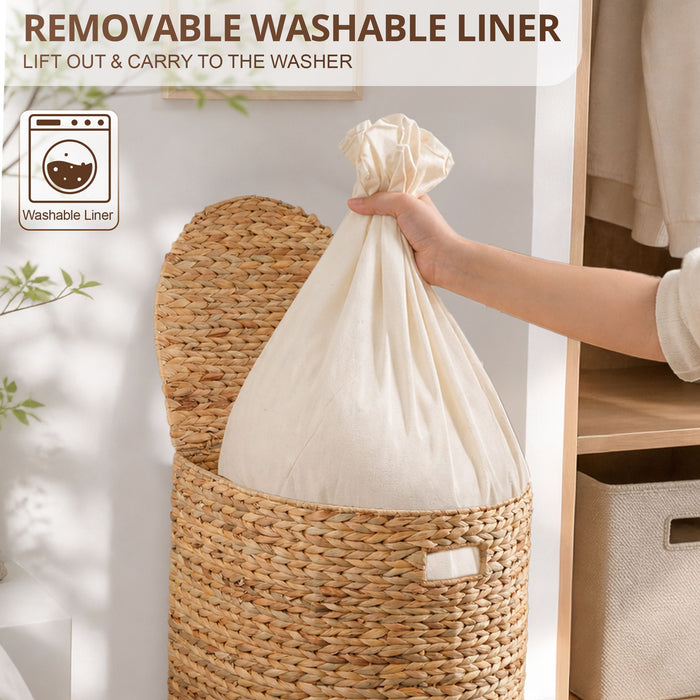 Half Oval Laundry Hamper With Lid - Light Brown