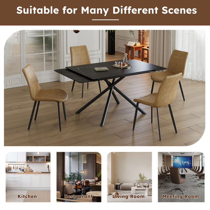 Retractable Sintered Stone Dining Table Set With Chairs