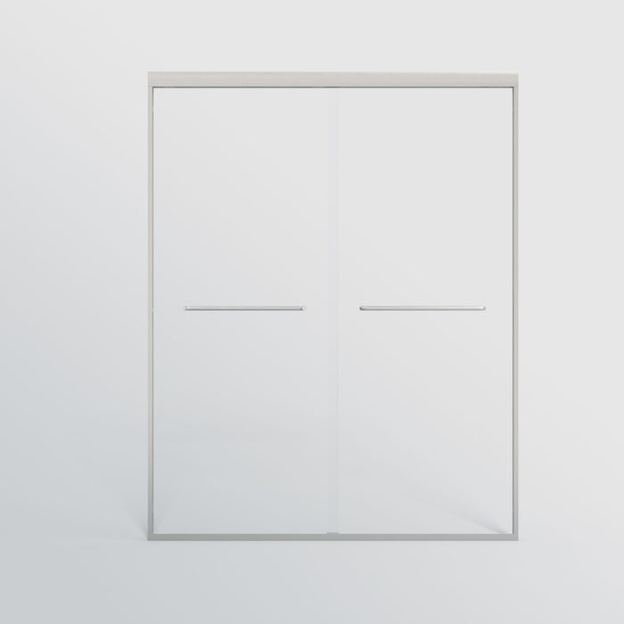 Double Sliding Shower Door, Semi-Frameless Bypass Bathroom Sliding Door With 1/4" (6 Mm) Tempered Glass For Walk-In Shower