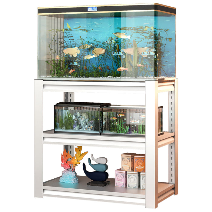 Stylish Metal Aquarium Stand For 20 - 30 Gallon Tanks, 3 Tier Adjustable Shelf