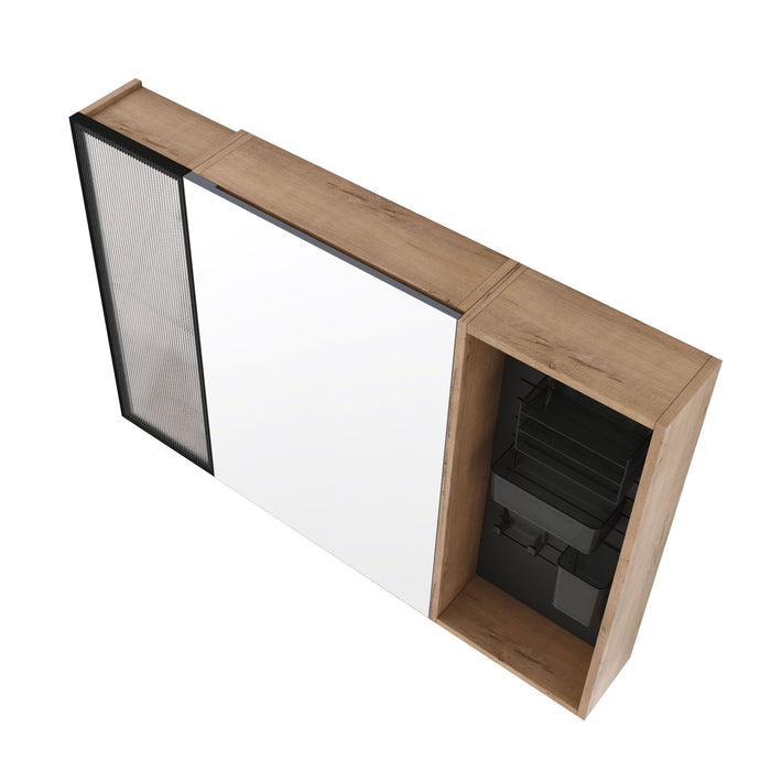 Wall Mounted Bathroom Cabinet, Adjustable Shelves Storage Cabinet - Imitative Oak