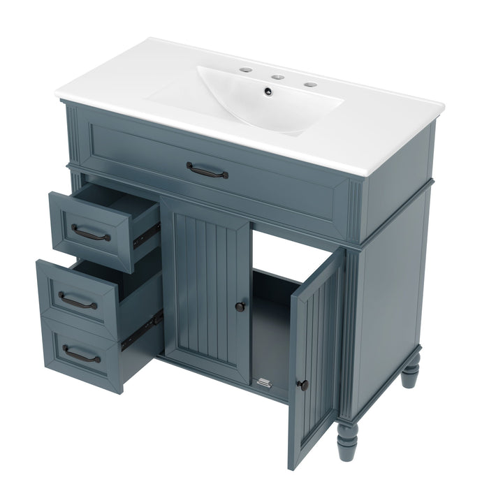 Bathroom Vanity With Sink, 2 Doors 2 Drawers, Freestanding Design