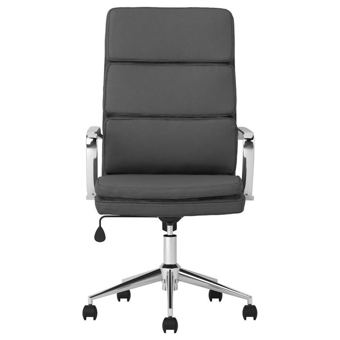 Upholstered Office Chair With Casters With Ergonomic Support And Adjustable Height - Gray