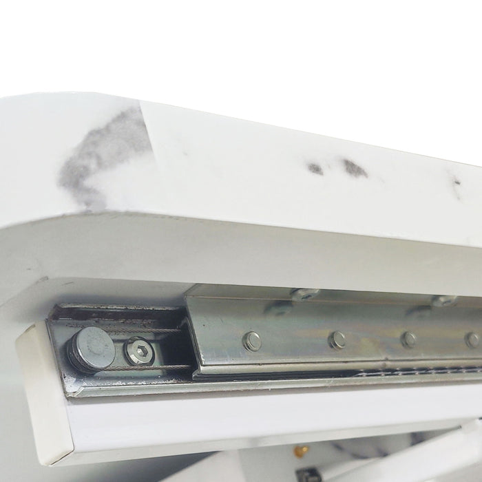 Rectangle Dining Table With Stretchable Top, X Shape Mdf Legs With Steel Base - White / Black