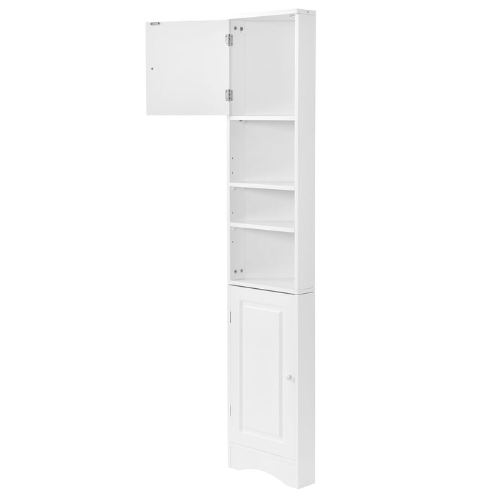 Multi Functional Corner Cabinet With Adjustable Shelves And 2 Doors
