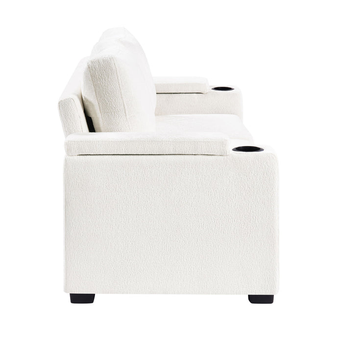 Pull Out Sofa Bed Loveseat With Twin Mattress, Cup Holders And Arm Storage