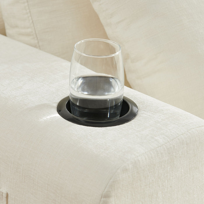 L - Shaped Sectional Sofa With Cup Holders & Side Pockets