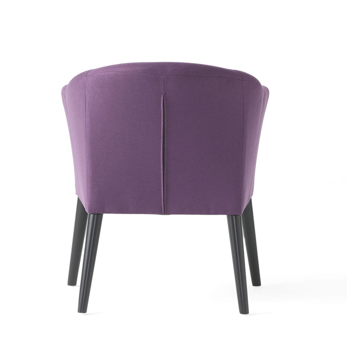Fabric Arm Chair With Wooden Legs And Cushioned Seat - Plum