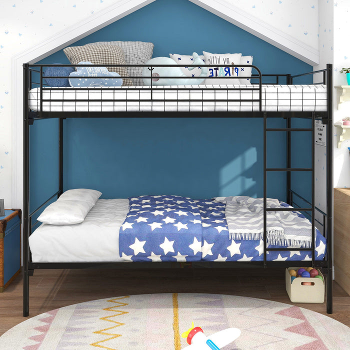 Space Saving Bunk Bed With Metal Frame And Ladder