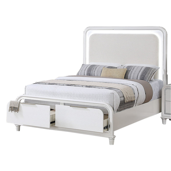Bed With LED Lights Panel Headboard And Footboard Frame