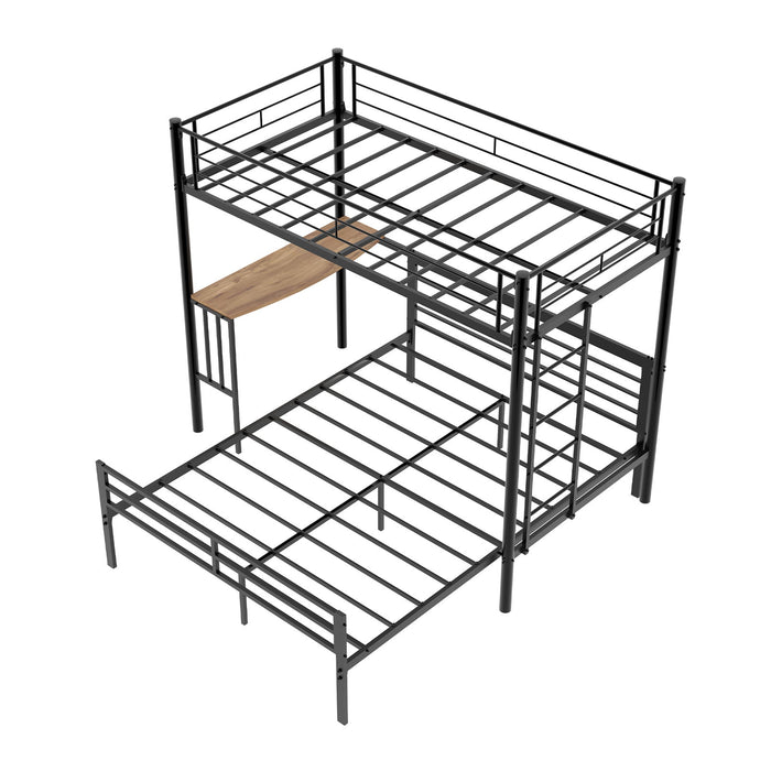 Bunk Bed With Built In Desk & Guardrail Frame